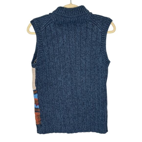 Woolrich Blue Brown Mountain Fish Bear Print Sweater Winter Outdoors S - Picture 2 of 7